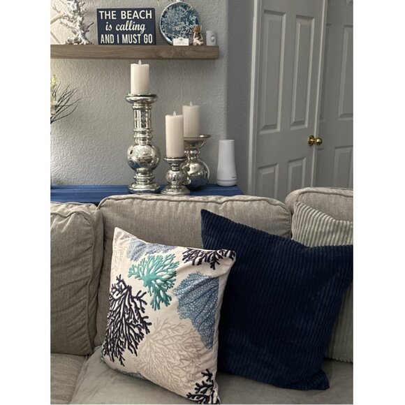 Beach Pillow Covers Soft Cases Set Coastal Cottage Decor Nautical Decoration 18" - Picture 6 of 15